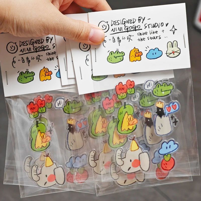 Phone Cases Aesthetic - ふわふわゼリーステッカー かわいいカエル ウサギ 黄色いアヒル 韓国風 インスタ映え