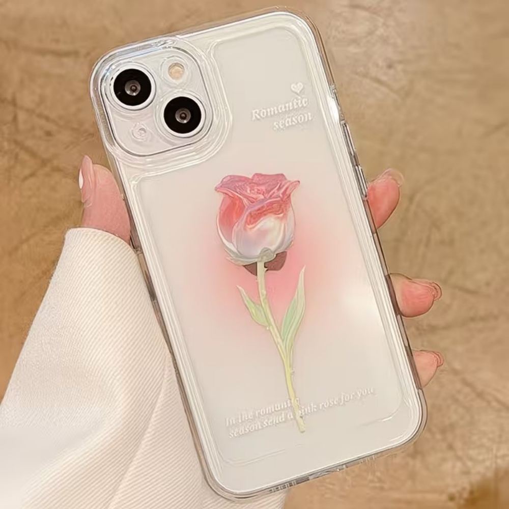 Phone Cases Aesthetic - 美的な水彩画のバラ柄透明スマホケース iPhone 18 17 Air 16