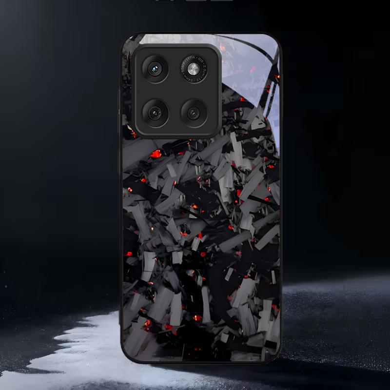 Phone Cases Motorola - ダークな破片模様の黒いガラス製携帯電話ケース、モトローラモトエッジ60、70、20ライト、30プロ、40、50ウルトラ、X30プロ、G14、G75、G84用カバー
