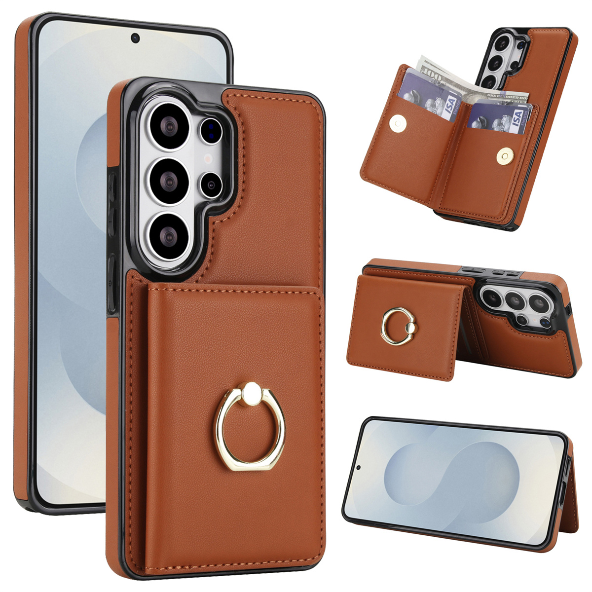 Phone Cases Samsung S25 Fe - カードホルダーリング付きキックスタンド付きスマホケース Samsung Galaxy S26 Ultra S25