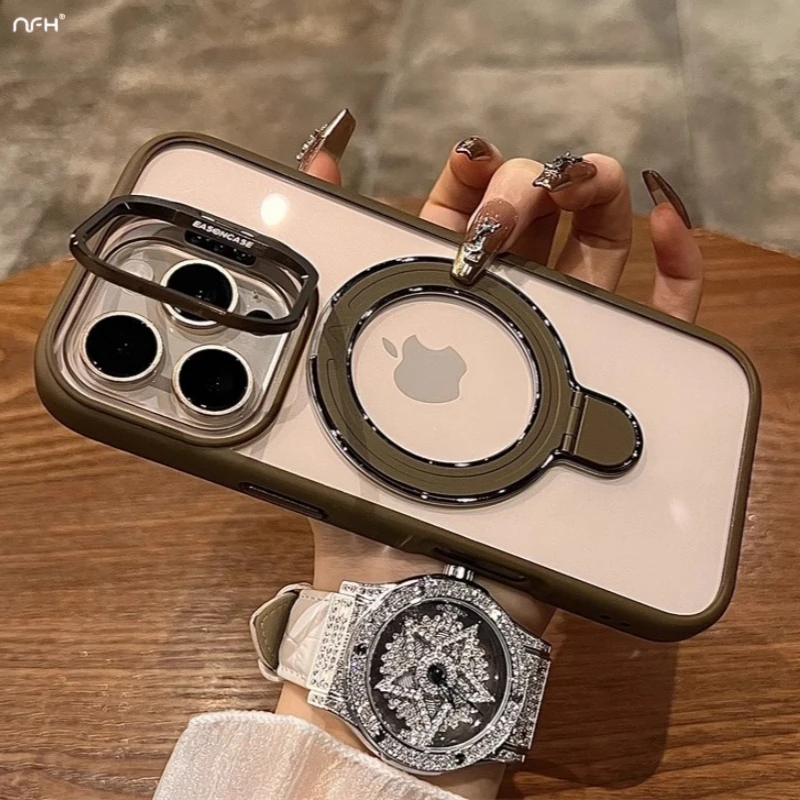 Phone Cases Best Buy - iPhone 16 Pro Max用 高級透明Magsafe磁気ホルダーフレーム付きスマホケース iPhone