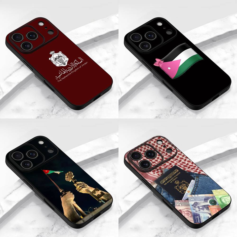 Phone Cases Jordan - パスポート旗 ヨルダン国旗紋章 iPhoneケース iPhone 17,16,15,14,13,12,11,Pro,Max,Plus,E,Air,Mini対応 保護ブラックカバー