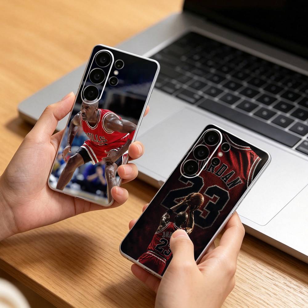 Phone Cases Jordan - バスケットボールの神様 マイケル・J・ジョーダン クリアハードフォンケース サムスン S25,24,23,22,21,10,9,Ultra,Plus,Lite用 透明カバー