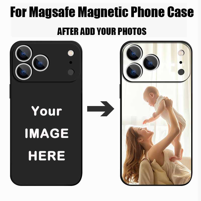 Phone Cases Personalised - iPhone 17、16、15、14、13、12 Pro Max、17 Pro、Air、11、16e対応、マグネット式、写真入り、カスタム、ソフトカバー、Magsafe対応