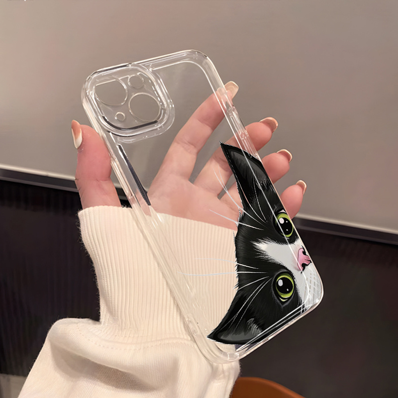 iPhone用の美的で面白い猫柄クリアケース、愛らしい覗き見 - Phone Cases Aesthetic のレビューと価格