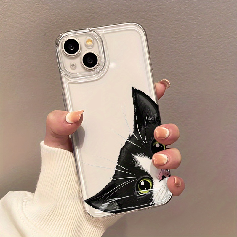 iPhone用の美的で面白い猫柄クリアケース、愛らしい覗き見 - Phone Cases Aesthetic のレビューと価格