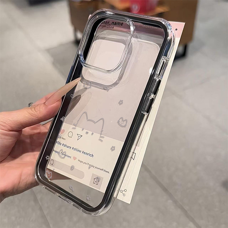 可愛いグレーのライン猫柄2in1クリアスマホケース Sams - Phone Cases Samsung S25 Fe のレビューと価格