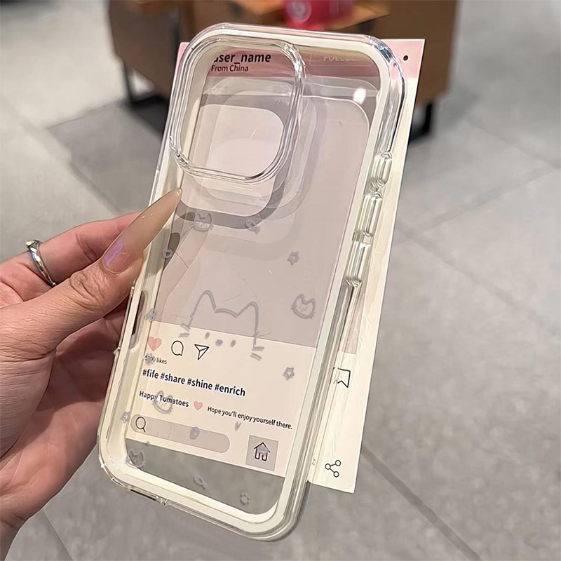 可愛いグレーのライン猫柄2in1クリアスマホケース Sams - Phone Cases Samsung S25 Fe のレビューと価格