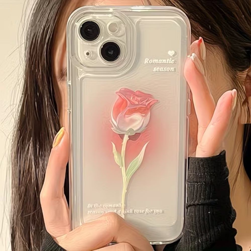美的な水彩画のバラ柄透明スマホケース iPhone 18 1 - Phone Cases Aesthetic のレビューと価格