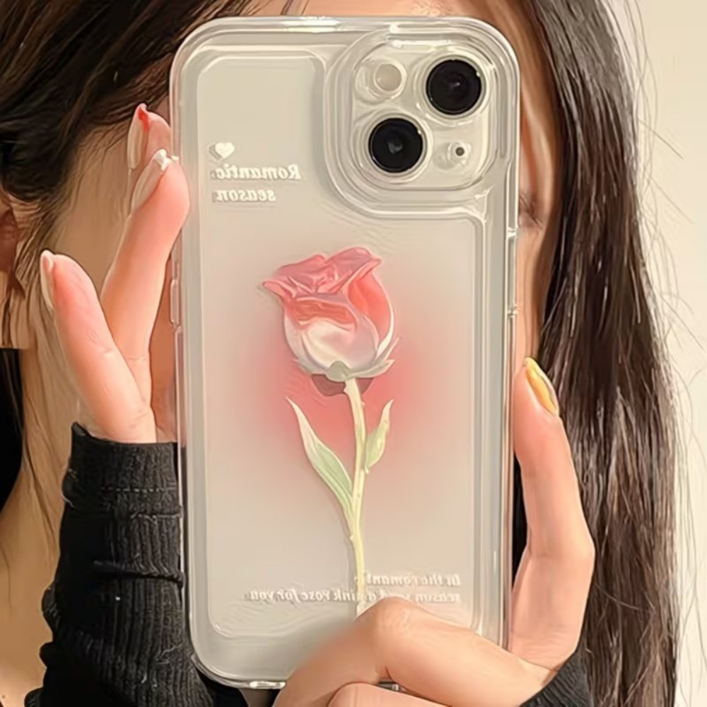 美的な水彩画のバラ柄透明スマホケース iPhone 18 1 - Phone Cases Aesthetic のレビューと価格