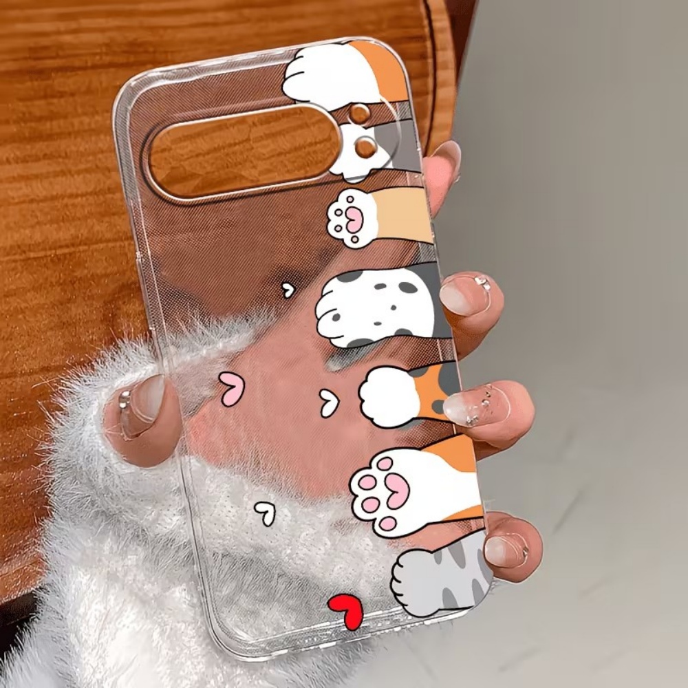 漫画猫の足跡クリスタルクリアシリコン製スマホケース Goog - Phone Cases Pixel 9A のレビューと価格