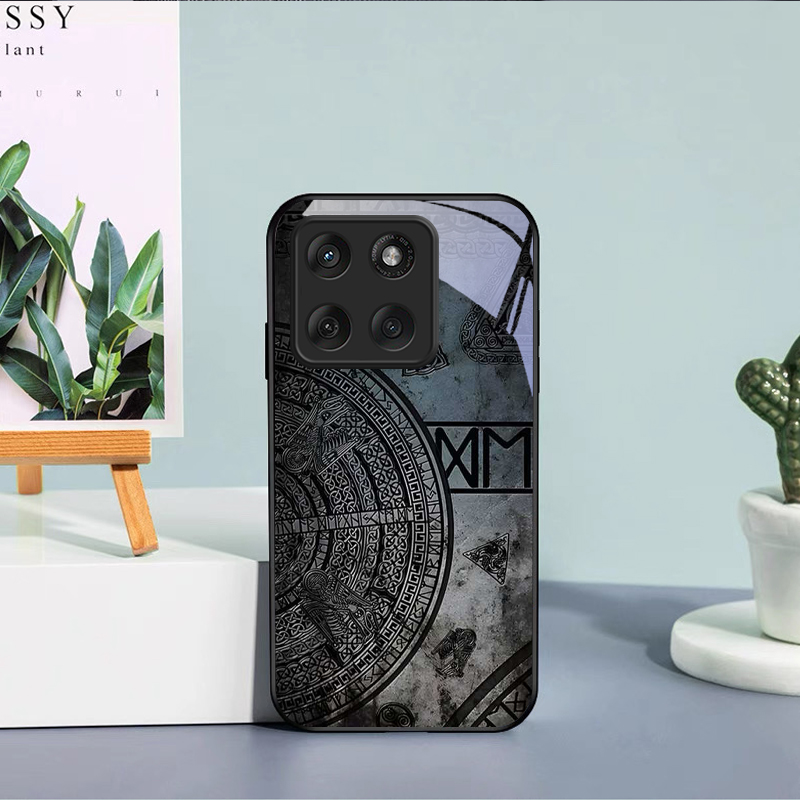 古代ノルスのコーデックス ブラックガラス製携帯電話ケース モ - Phone Cases Motorola のレビューと価格