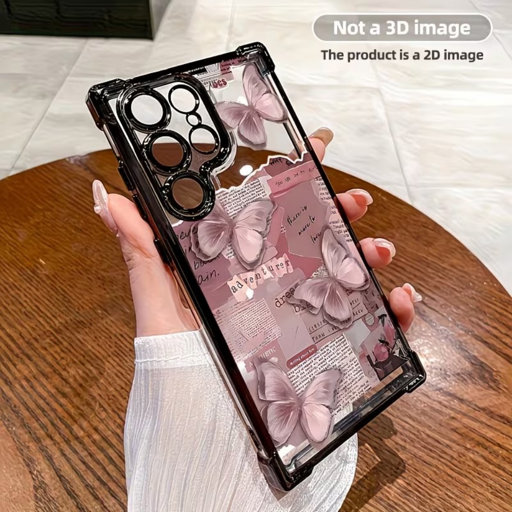 美的バタフライ新聞紙プリントスマホケース Samsung S - Phone Cases Aesthetic のレビューと価格