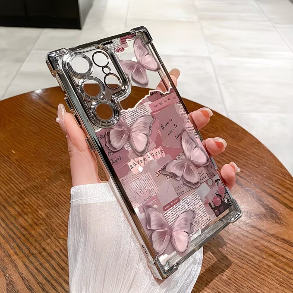 美的バタフライ新聞紙プリントスマホケース Samsung S - Phone Cases Aesthetic のレビューと価格