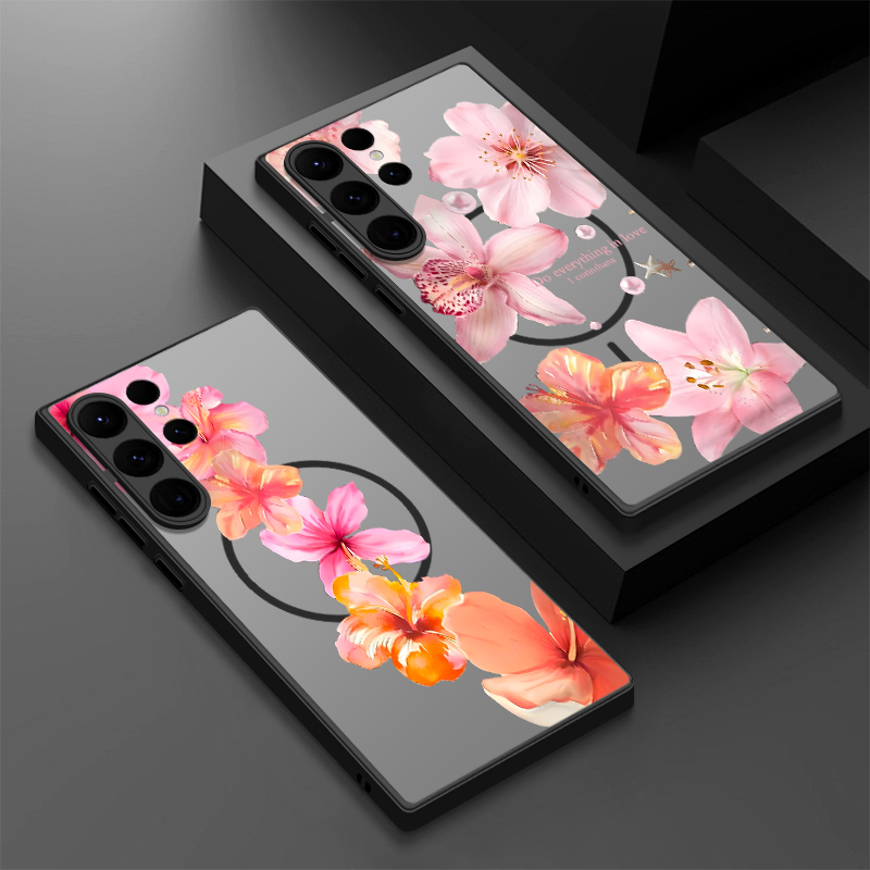 ピンクの花柄マグネット式スマホケース Samsung Gal - Phone Cases Samsung S25 Fe のレビューと価格