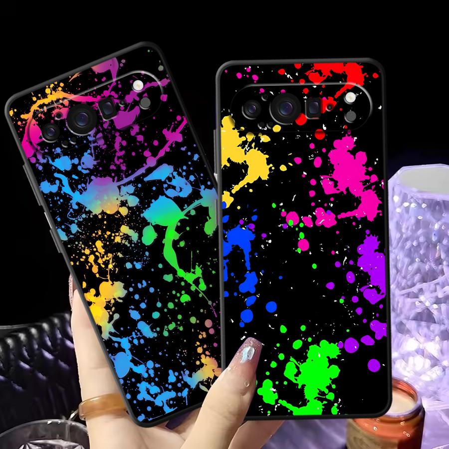 レインボーペイントスプラッターファンダ電話カバーケース Go - Phone Cases Pixel 9A のレビューと価格