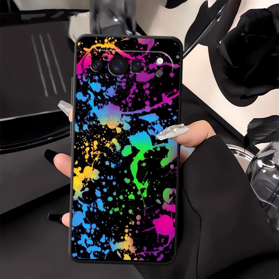 レインボーペイントスプラッターファンダ電話カバーケース Go - Phone Cases Pixel 9A のレビューと価格