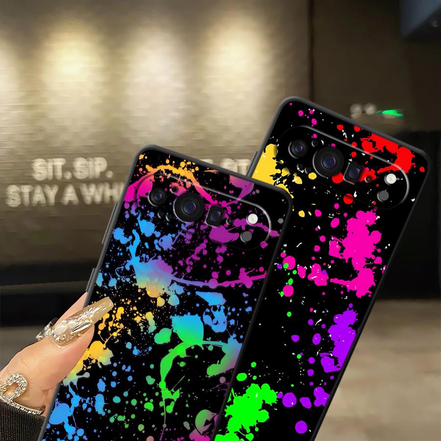 レインボーペイントスプラッターファンダ電話カバーケース Go - Phone Cases Pixel 9A のレビューと価格