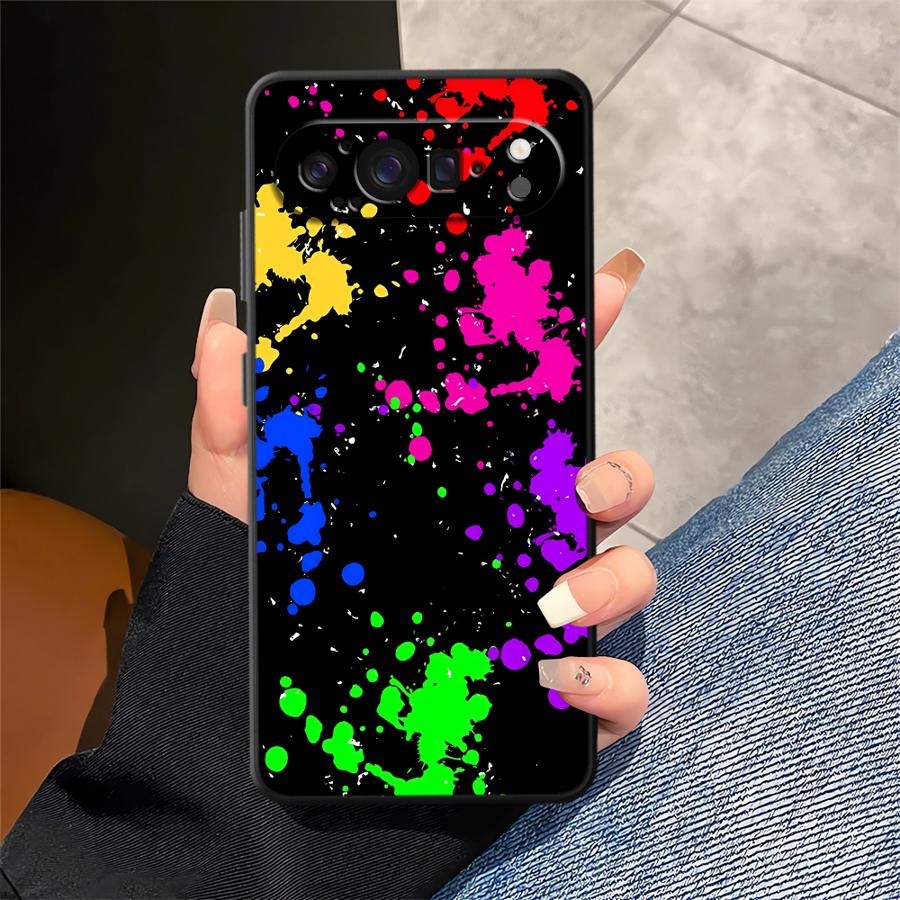 レインボーペイントスプラッターファンダ電話カバーケース Go - Phone Cases Pixel 9A のレビューと価格