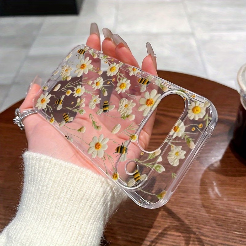 かわいいミツバチの花柄ソフトクリア電話ケース Google  - Phone Cases Pixel 9A のレビューと価格