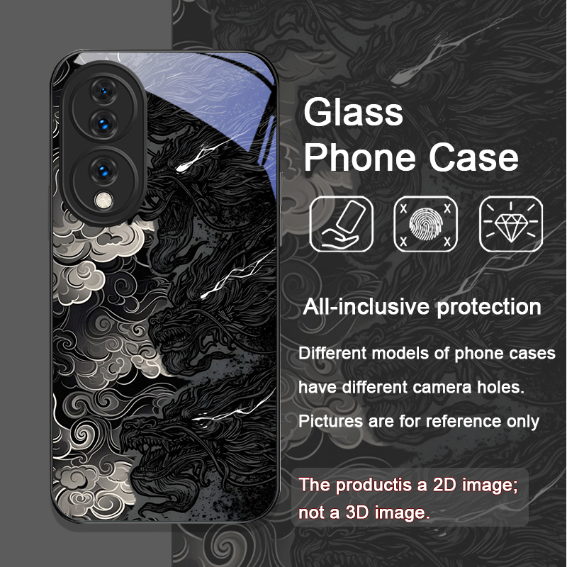 美的でクールな黒龍プリントの強化ガラス製スマホケース Hua - Phone Cases Aesthetic のレビューと価格