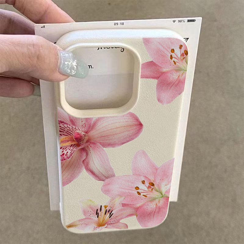 ピンクのユリとライチのテクスチャ柄のスマホケース、Samsu - Phone Cases Samsung S25 Fe のレビューと価格