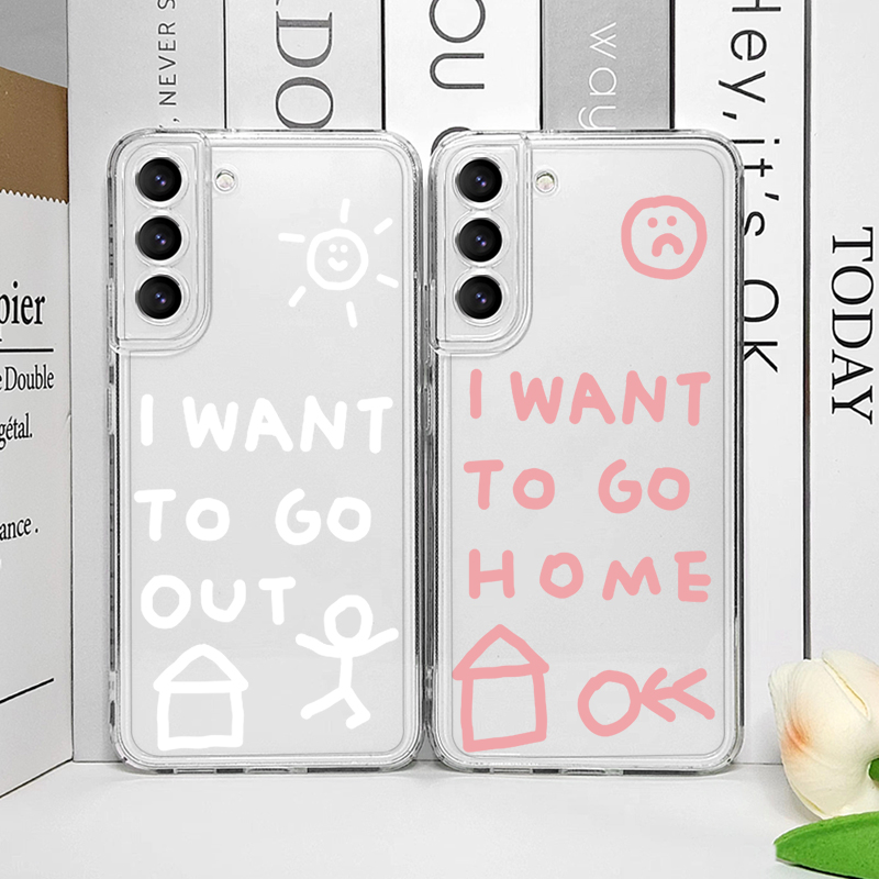 韓国のかわいいシンプルな「家に帰りたい」クリアスマホケース  - Phone Cases Samsung S25 Fe のレビューと価格